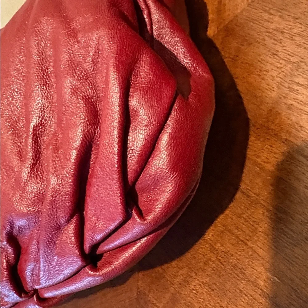 Italian Leather inside & out  Kisslock mini Bag  clutch  Crossbody bag burgundy